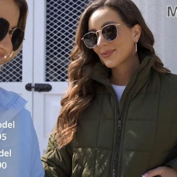 Oversized Puffer Jacket Lightweight Quilted Winter Coat Chic Minimal Y2K - Picture 8 of 8